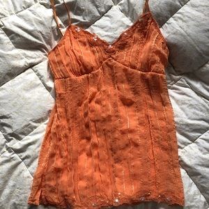 y2k orange shimmer top